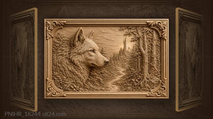 Wolf head and distant tower 3d STL model