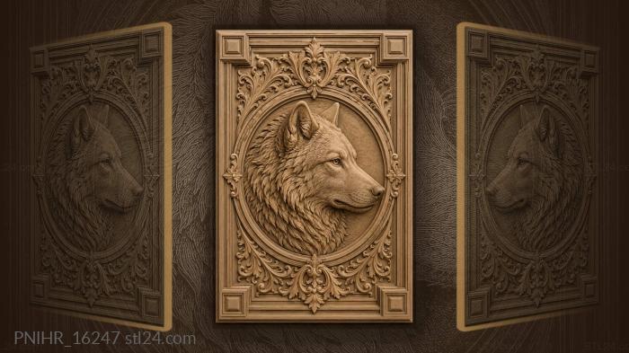 Round motif behind the wolf muzzle 3d STL model