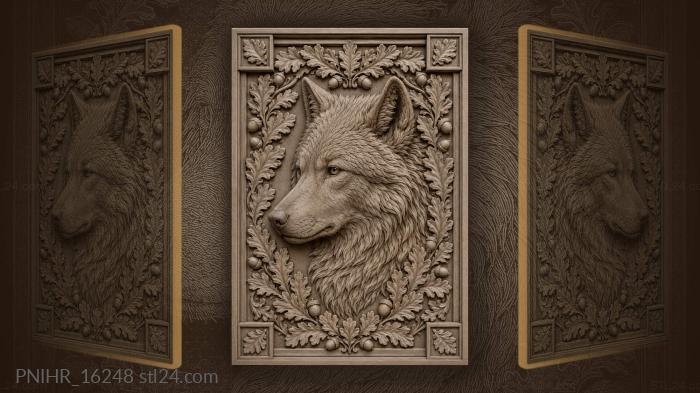 Oak leaves ringing the wolf profile 3d STL model