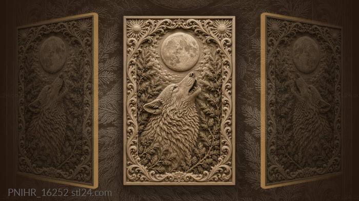 Muzzle lifted to the moon behind branches 3d STL model