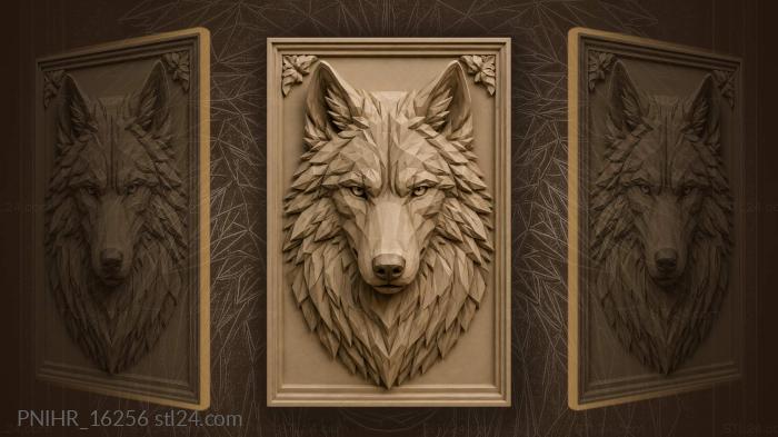 Faceted wolf with leaf bosses at corners 3d STL model