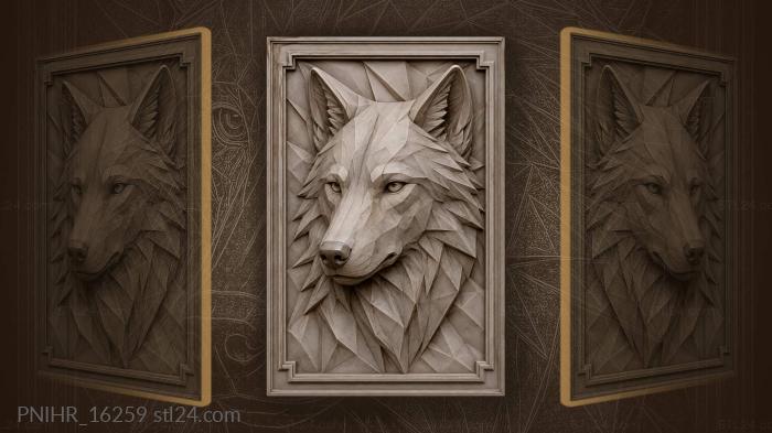 Grey wolf shaped from flat planes 3d STL model