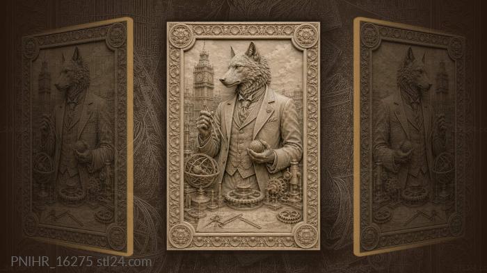 Wolf gentleman with city backdrop 3d STL model