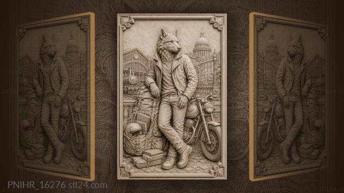 Wolf man with city backdrop 3d STL model