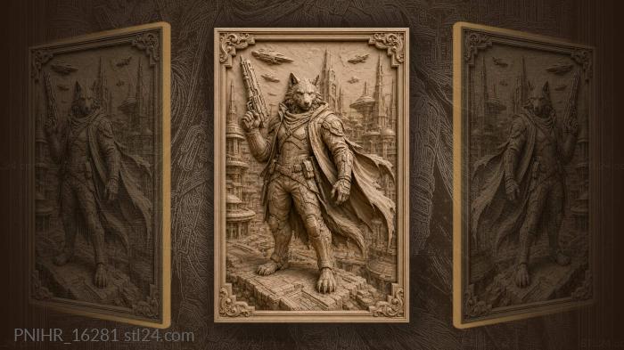 Cybernetic wolf guardian future city 3d STL model