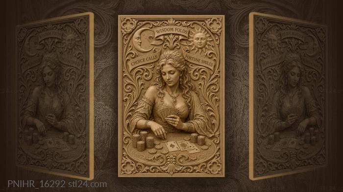 Lady fortune dealing cards wisdom 3d STL model