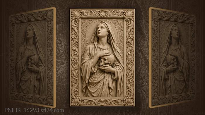 Veiled woman with symbolic skull 3d STL model