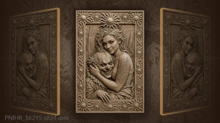 Woman and clown city embrace 3d STL model