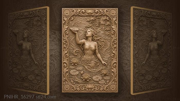 Woman rising from water with lily 3d STL model