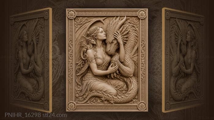 Woman and dragon gentle connection 3d STL model