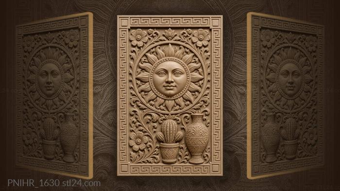 Sun face with desert bloom 3d STL model