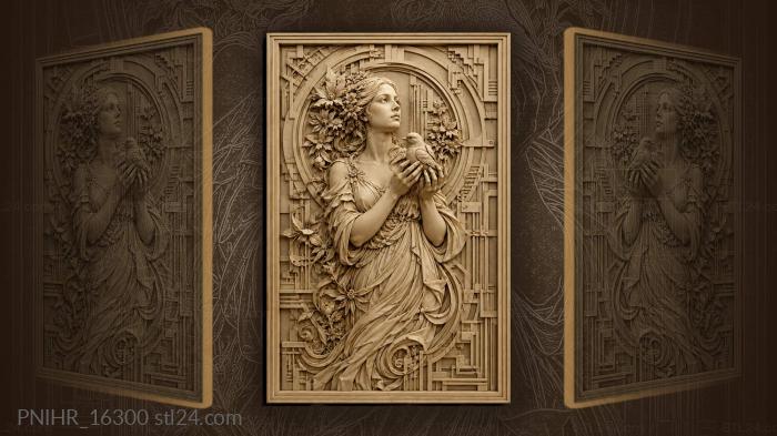 Girl holding a bird in her palms 3d STL model