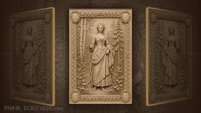 Traveller with staff among birches and pines 3d STL model