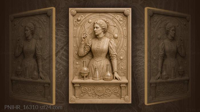 Victorian scientist with laboratory glassware · Marie Curie 3d STL model