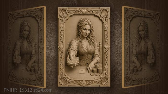 Woman in a waistcoat offering the deck 3d STL model