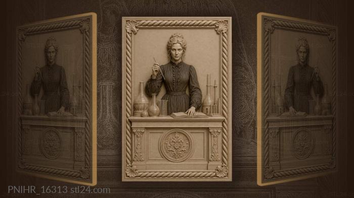 Alchemist woman with glass equipment 3d STL model