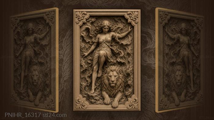 Lioness and woman emerging darkness 3d STL model