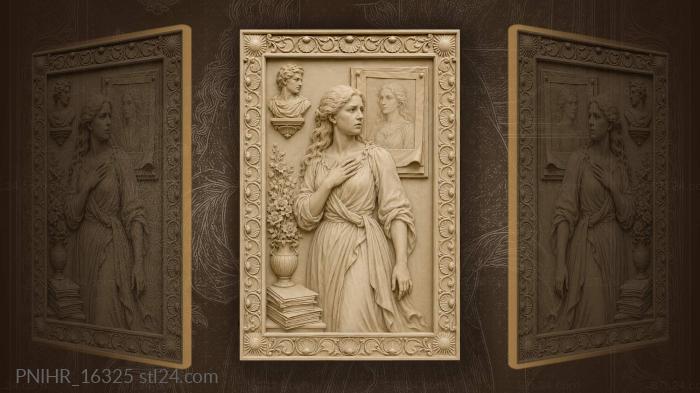 Lost woman worried remembrance flowers 3d STL model