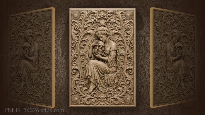 Woman embracing a skull with rose 3d STL model