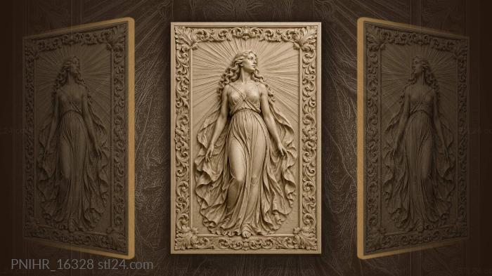 Woman in a flowing gown against sunrays 3d STL model