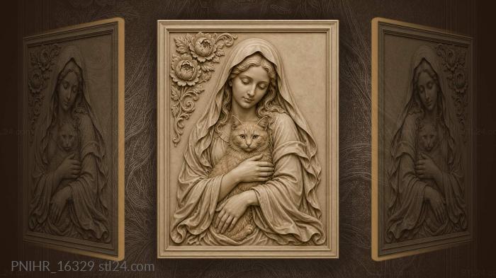 Ginger cat in a hooded woman arms 3d STL model