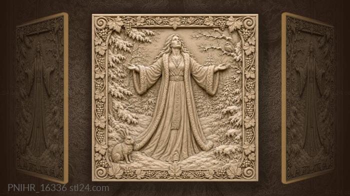 Winter maiden among snowy trees 3d STL model