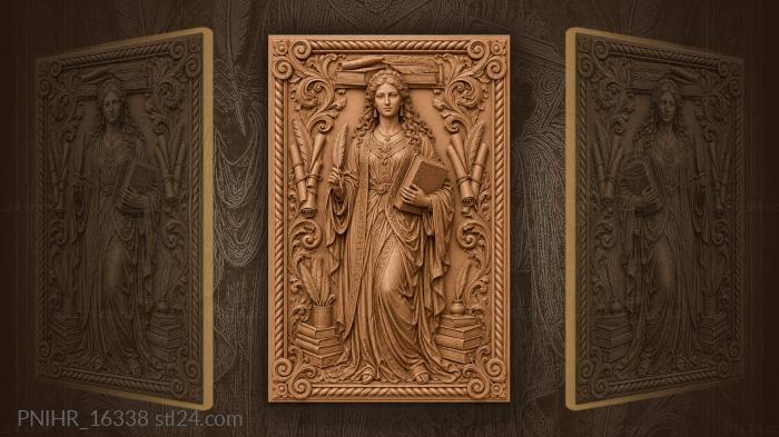 Wise woman with book and quill 3d STL model