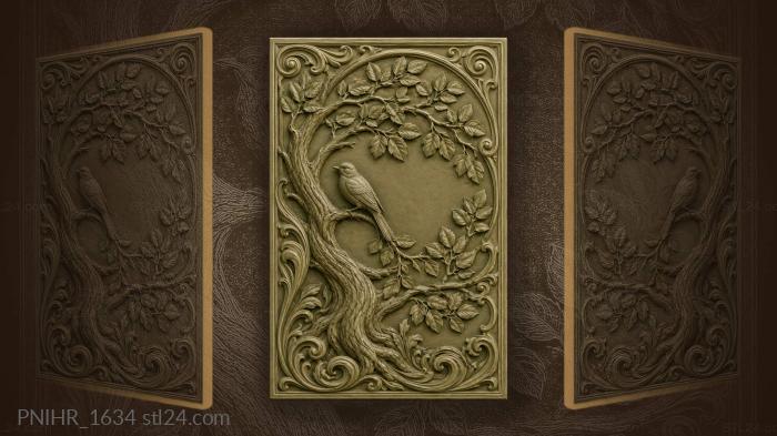 Tree with bird wave border 3d STL model
