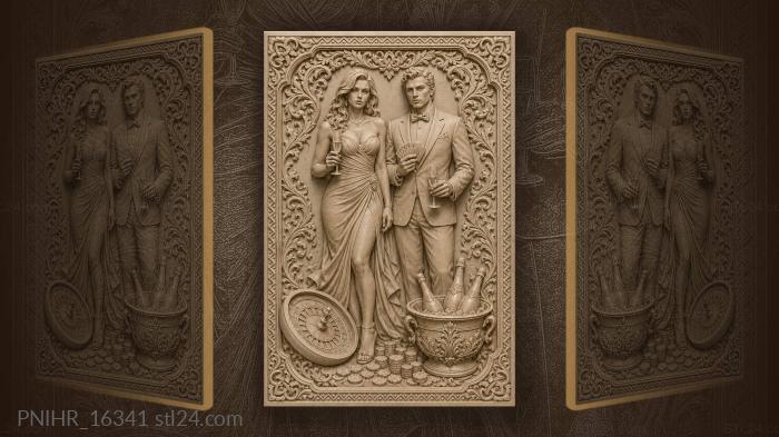 Casino night glamorous couple celebration 3d STL model