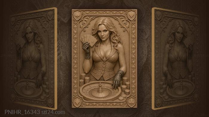 Fan of cards in black gloves 3d STL model