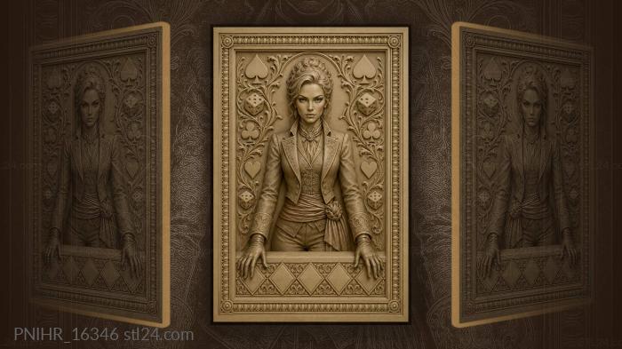 Player in black jacket among dice and cards 3d STL model