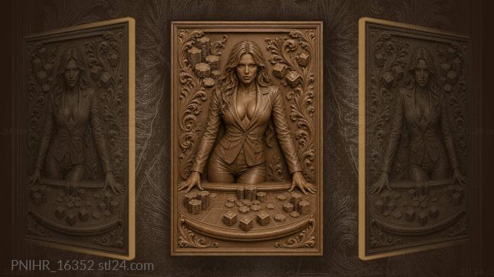 Woman in leather at the casino table 3d STL model