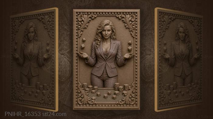 Purple suit lady with lucky dice 3d STL model