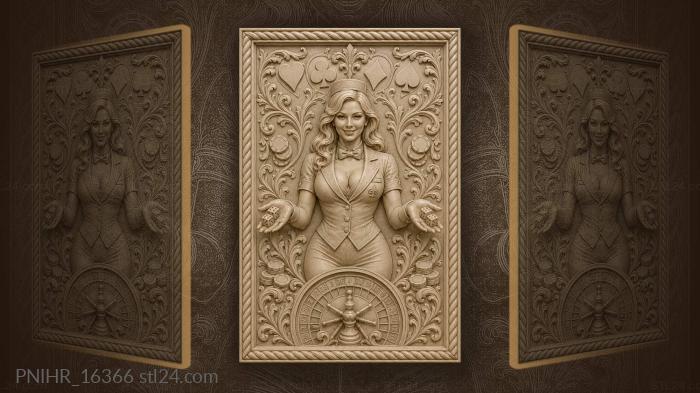 Vintage casino lady with dice 3d STL model