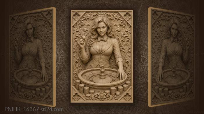 Woman dropping the ball into roulette 3d STL model