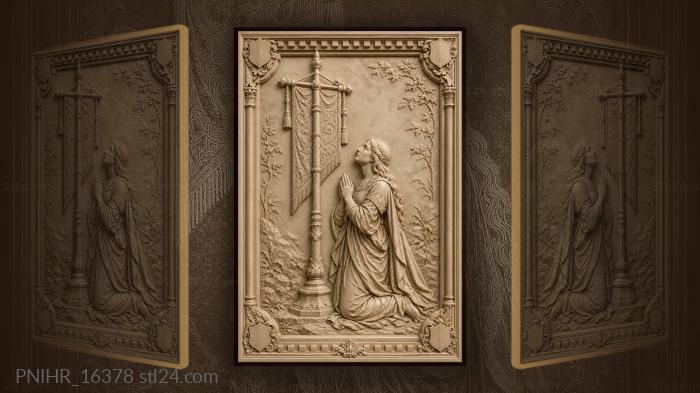 Woman praying at sacred pillar 3d STL model