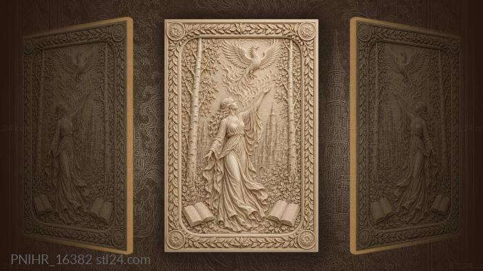 Phoenix rising with graceful woman 3d STL model