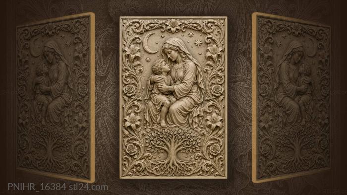 Mother and child under moon 3d STL model
