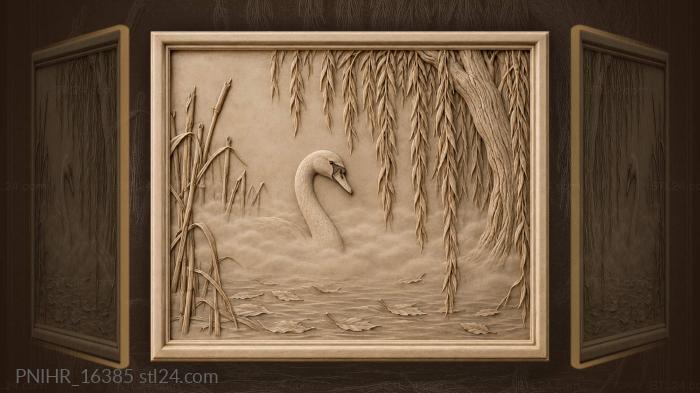Swan lifts its neck through fog 3d STL model