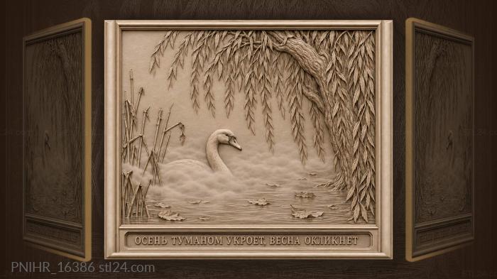 Seasons summon the swan beyond autumn mist 3d STL model