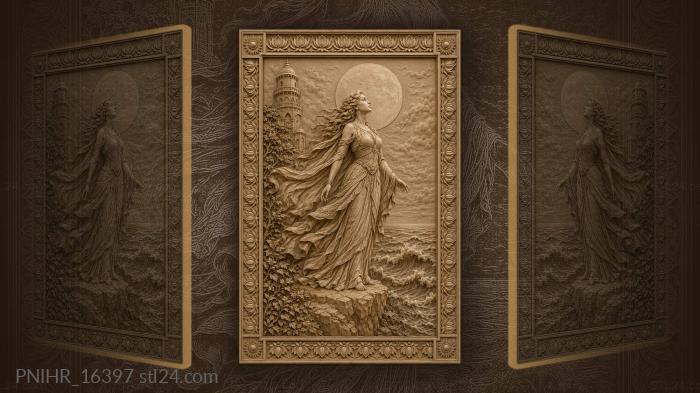 Moonlit lady by the sea 3d STL model
