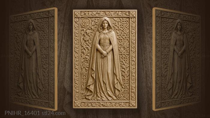 Medieval lady with flowing cloak 3d STL model