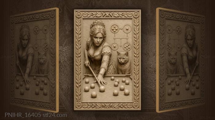 Billiard shot watched by a big cat 3d STL model