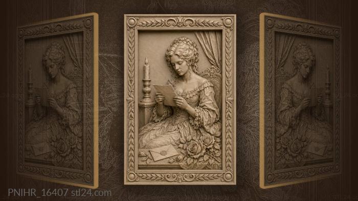 Reading a letter by a lit candle 3d STL model