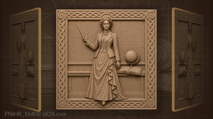 Scholar with chalkboard and globe 3d STL model