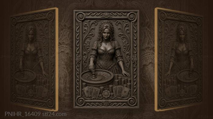 Lady gambler at the roulette table 3d STL model