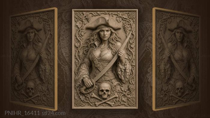 Sword across the chest above crossed bones 3d STL model