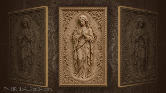 Praying woman with flowing hair 3d STL model