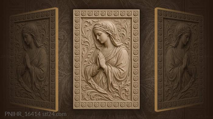Praying woman laurel foliage swirl 3d STL model