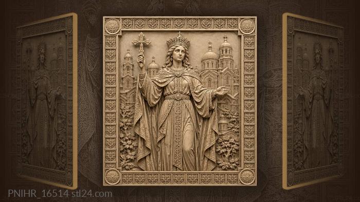 Crowned woman with holy cross 3d STL model